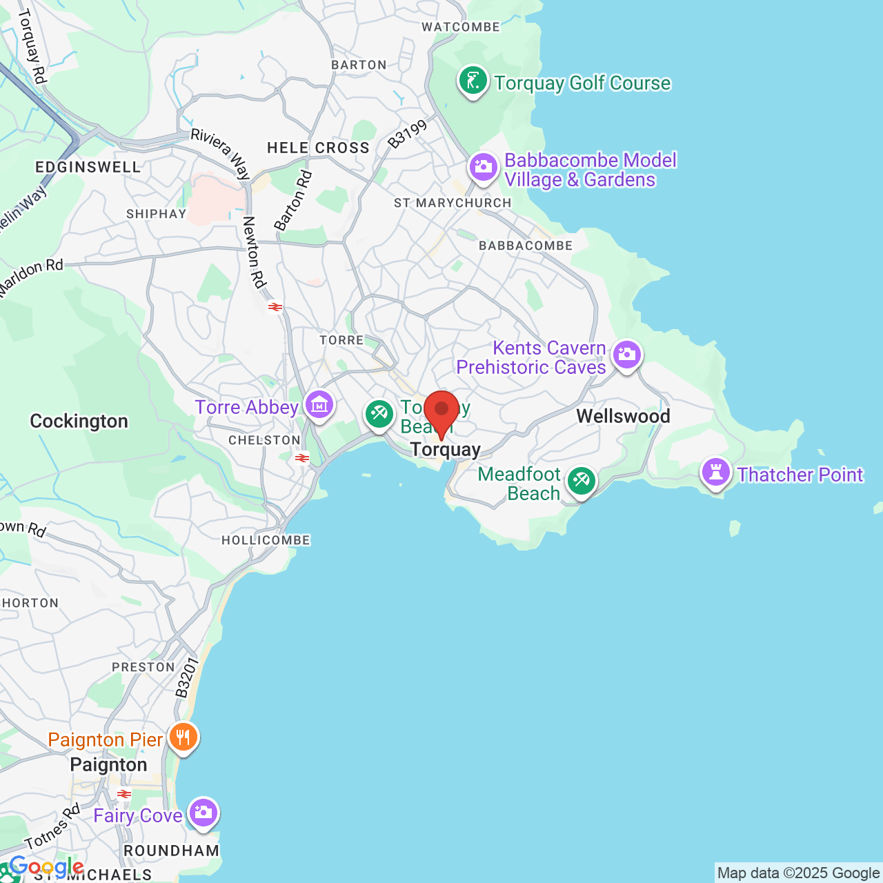 Map showing location of Torquay, United Kingdom, TQ2 5EB