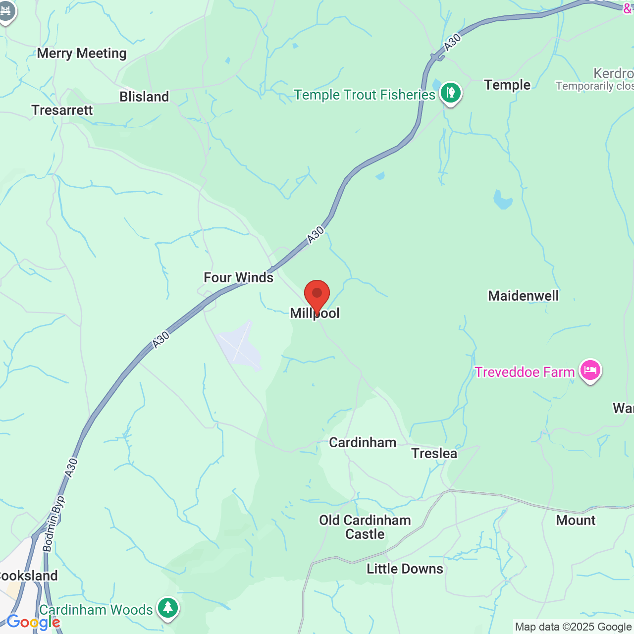 Map showing location of Camborne, Cornwall, United Kingdom, TR14