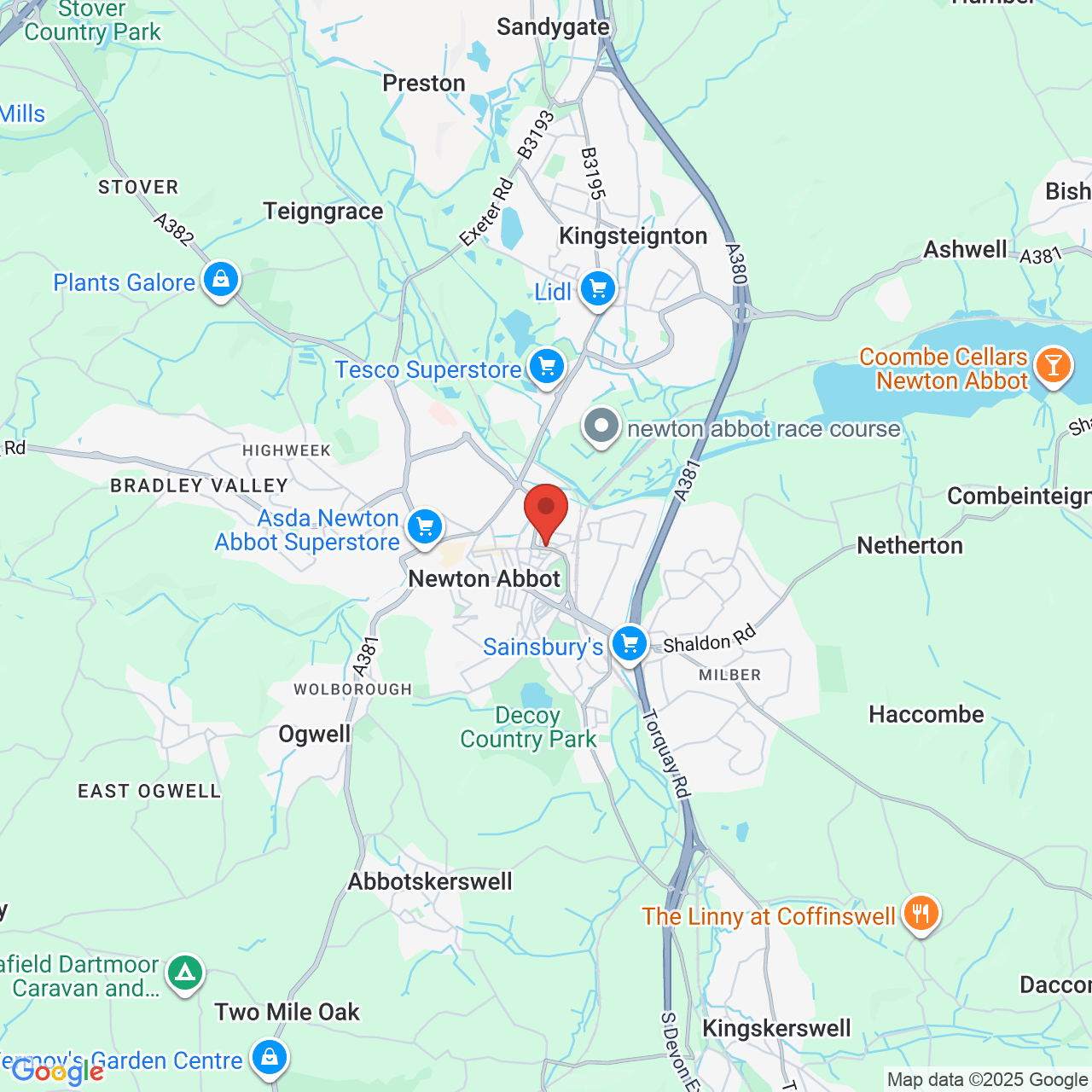 Map showing location of 133, Queen Street, Newton Abbot, United Kingdom, TQ12 2BN