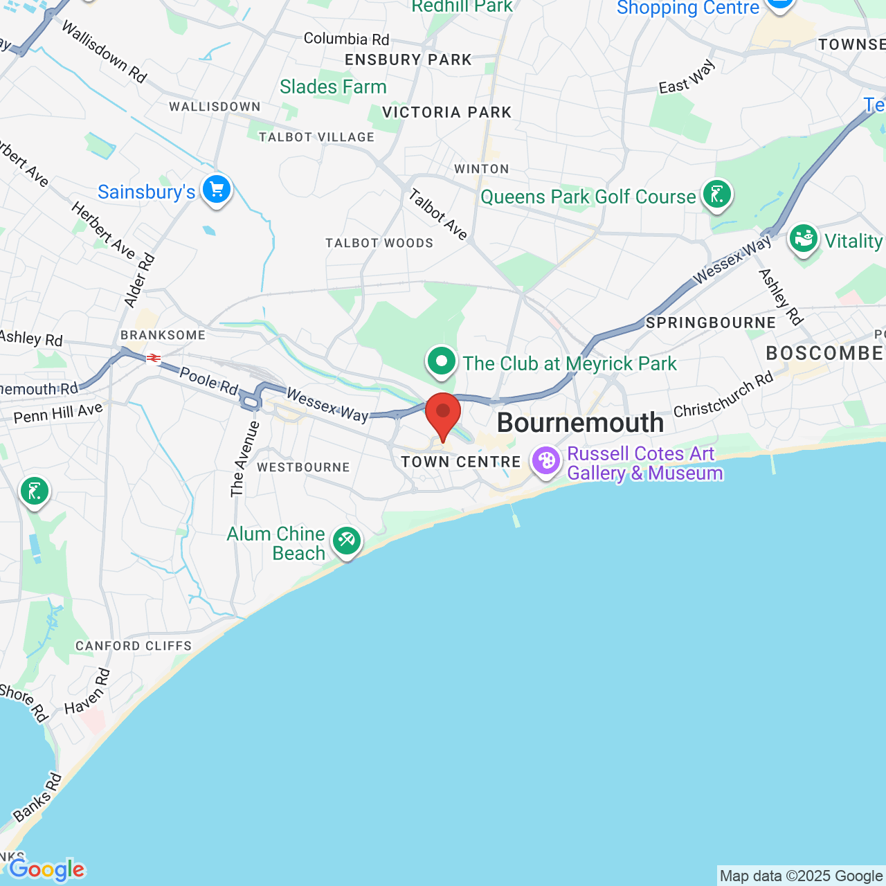 Map showing location of 8, The Triangle, Bournemouth, United Kingdom, BH2 5RH