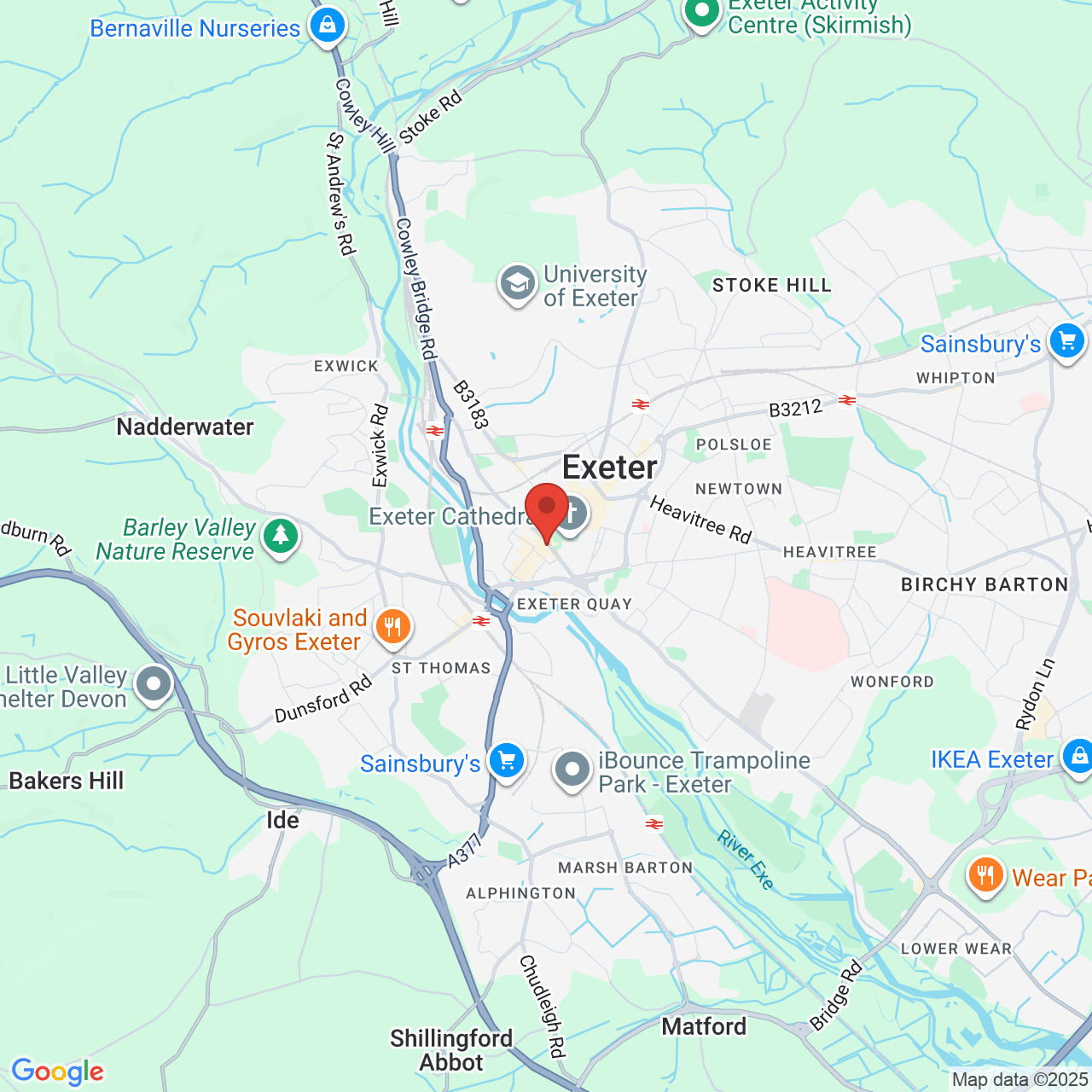Map showing location of 93-95, South Street, Exeter, United Kingdom, EX1 1EN