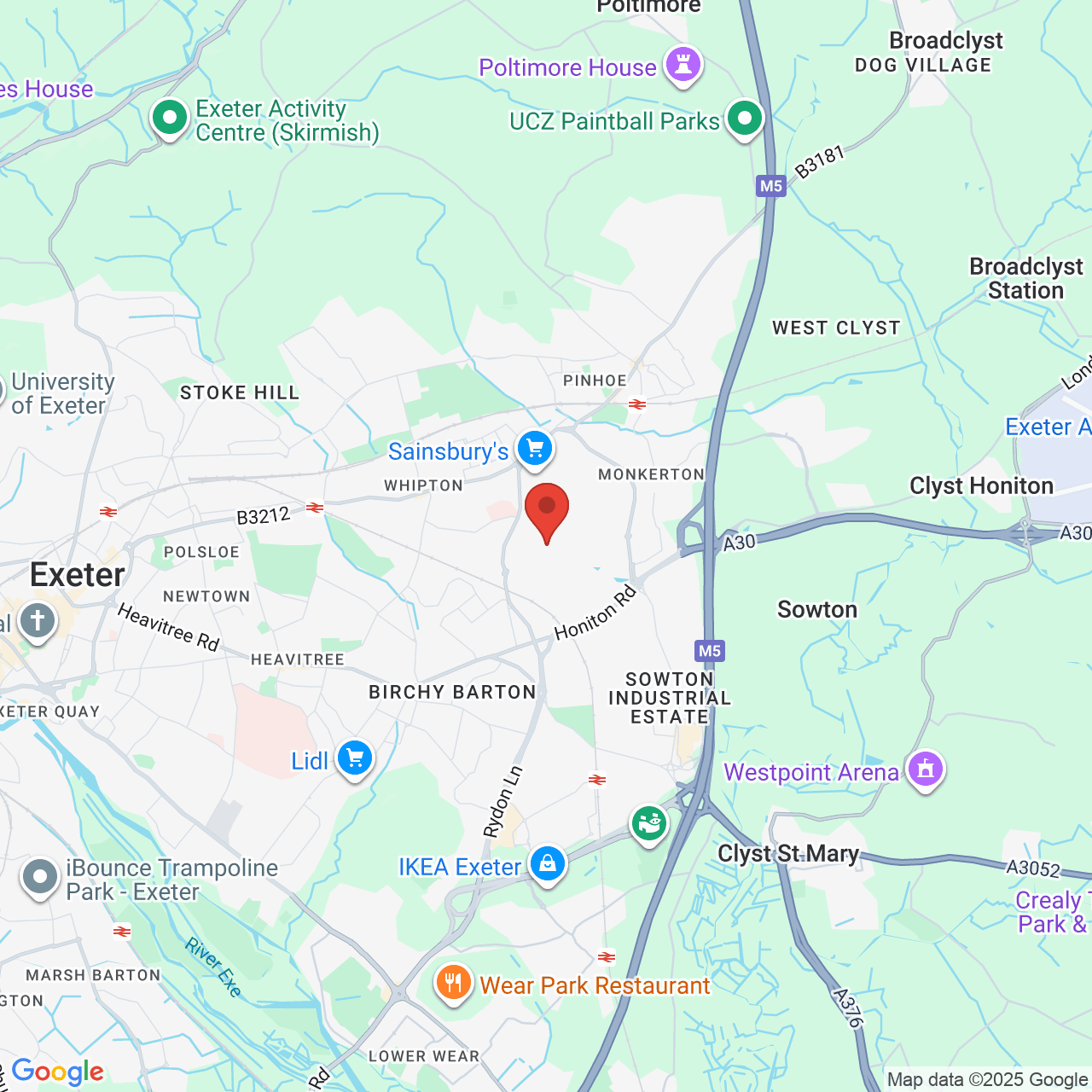 Map showing location of Exeter, Exeter, United Kingdom, EX1