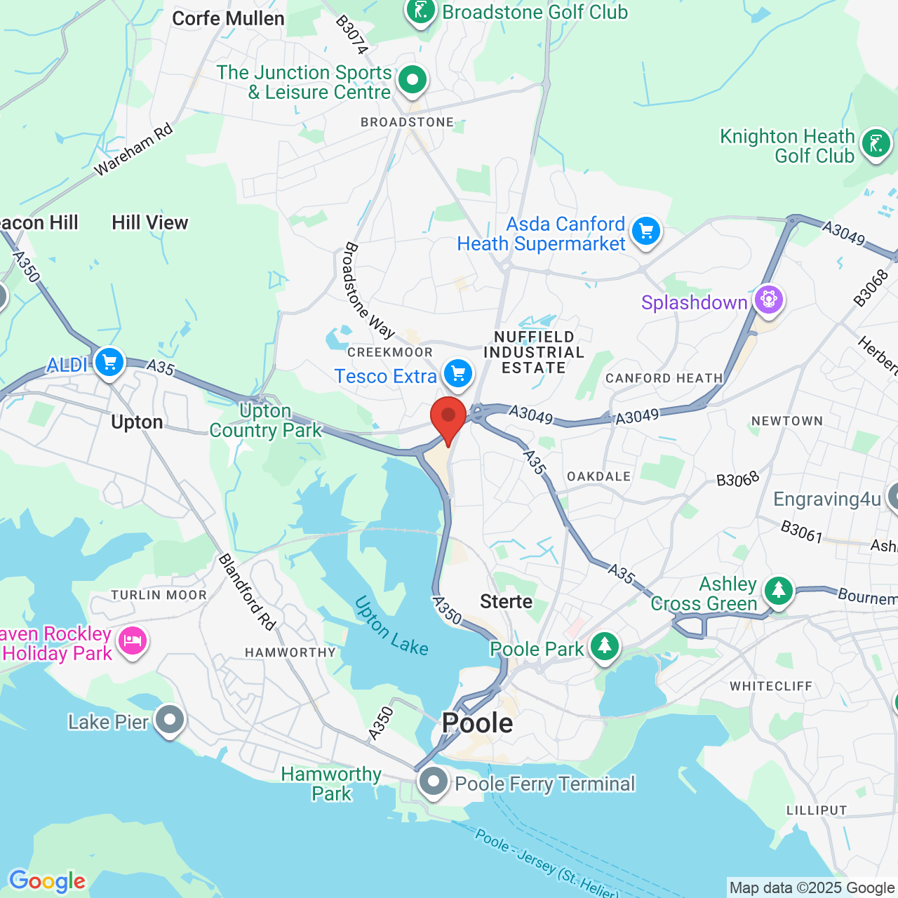 Map showing location of Wessex Gate Retail Park, Poole, United Kingdom, BH15 3TE