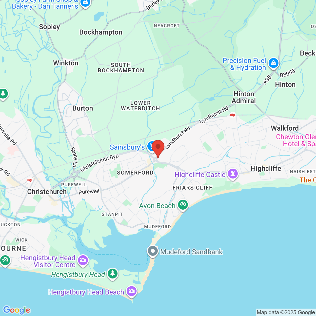 Map showing location of 2, Somerford Roundabout, Christchurch, United Kingdom, BH23 4SB