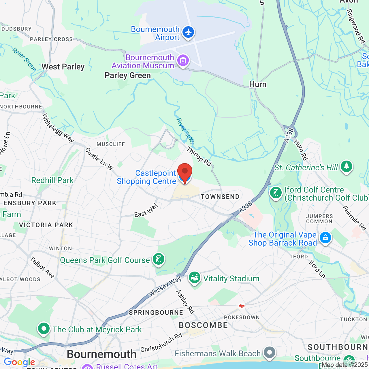 Map showing location of Castle Lane West, Bournemouth, United Kingdom, BH8 9UZ