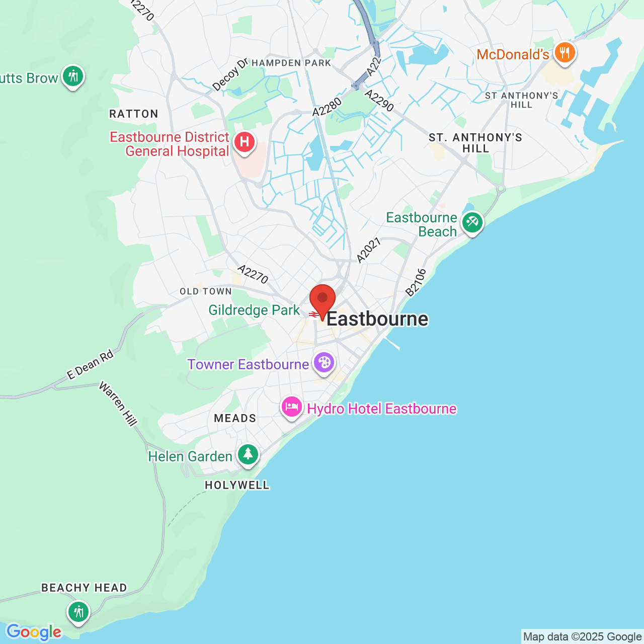 Map showing location of 74, Terminus Road, Eastbourne, United Kingdom, BN21