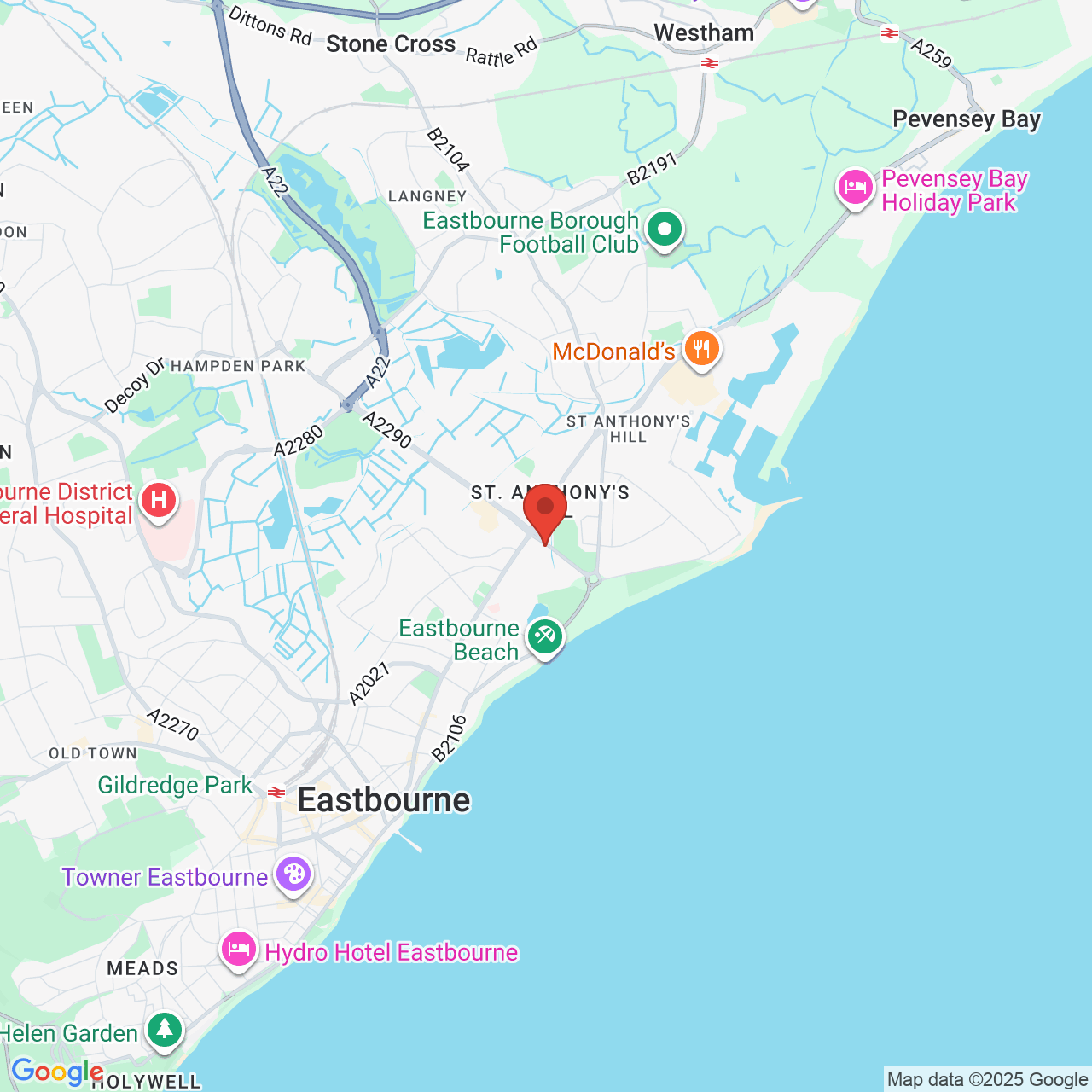 Map showing location of 1, Lottbridge Drove, Eastbourne, United Kingdom, BN22 7SG