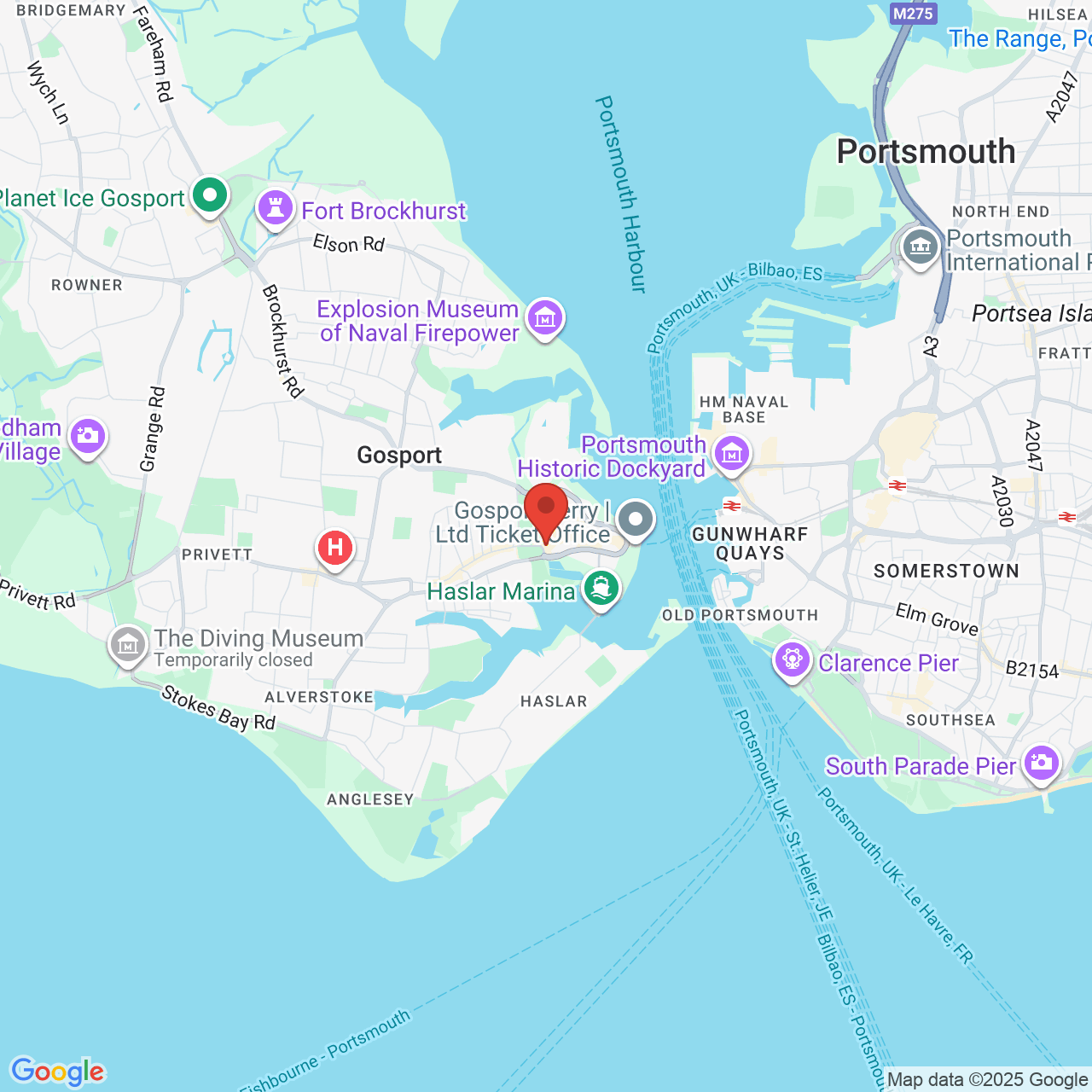 Map showing location of Unit 1, High Street, Gosport, United Kingdom, PO12 1RR