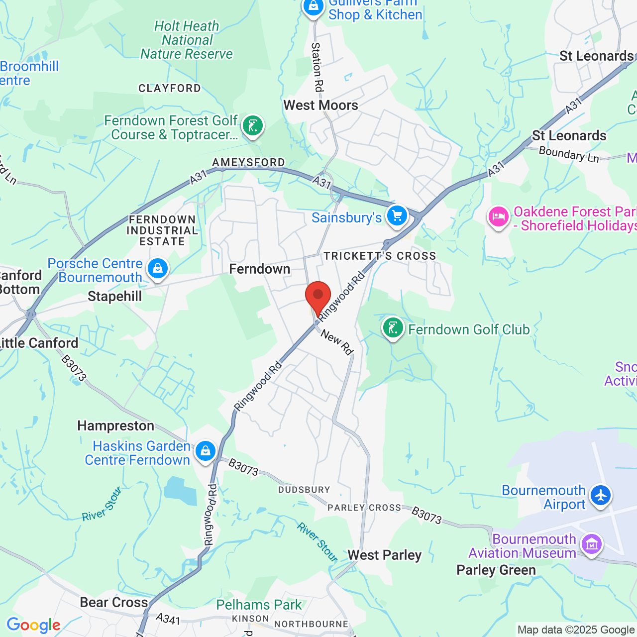 Map showing location of 537 Ringwood Road, Ferndown, United Kingdom, BH22 9AH