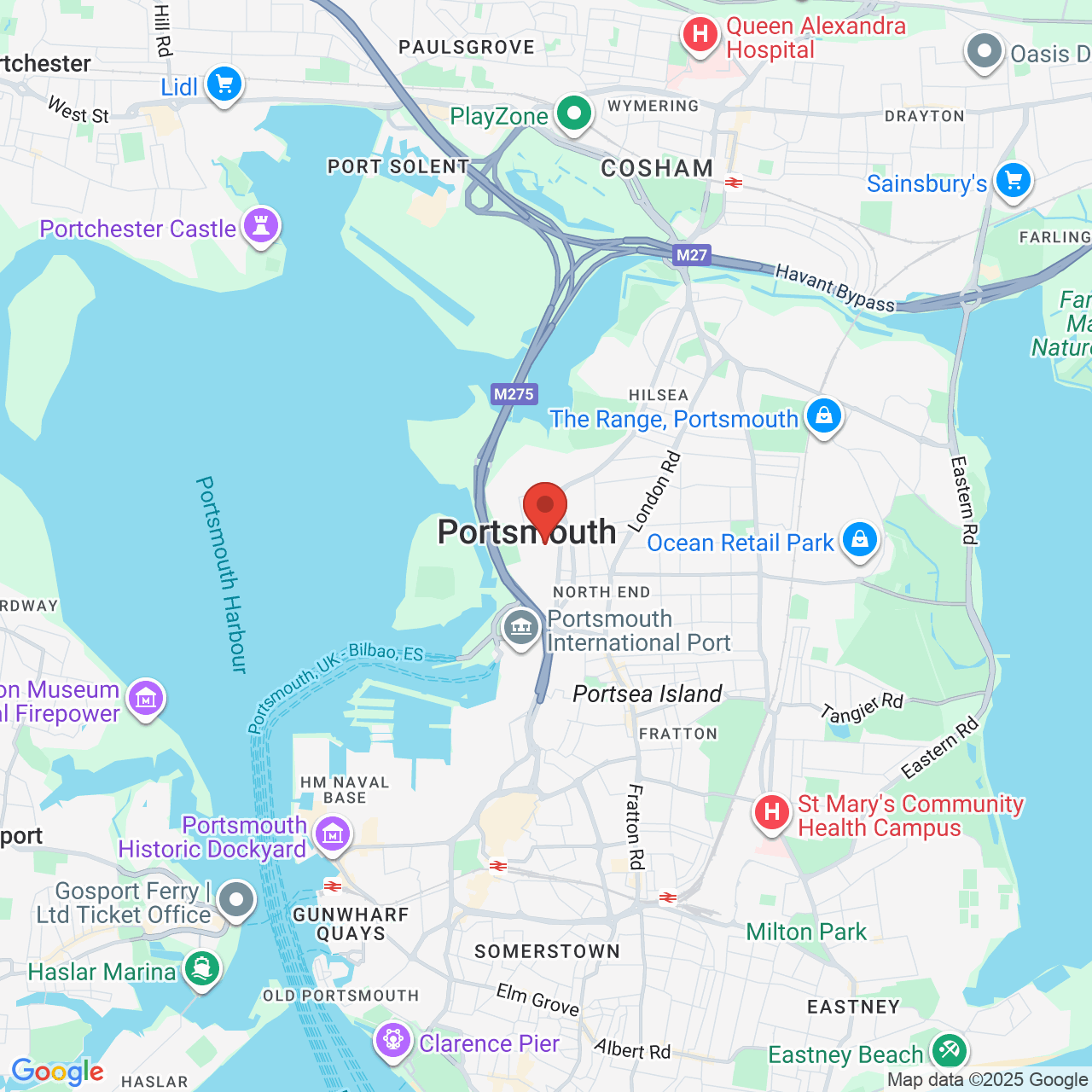 Map showing location of Newcomen Road, Portsmouth, United Kingdom, PO1