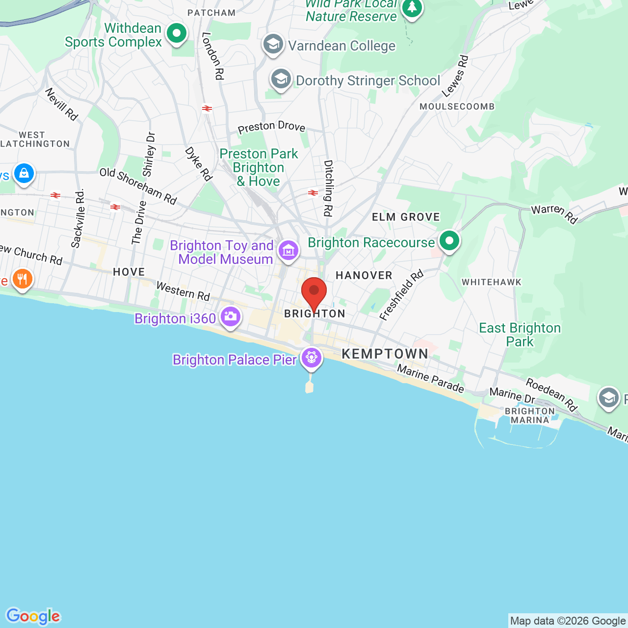 Map showing location of Marina Way, The Waterfront, Brighton Marina, Brighton, United Kingdom, BN2 5WA
