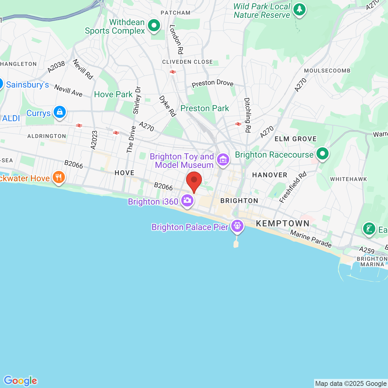 Map showing location of 64, Western Road, Brighton, United Kingdom, BN1 2HA