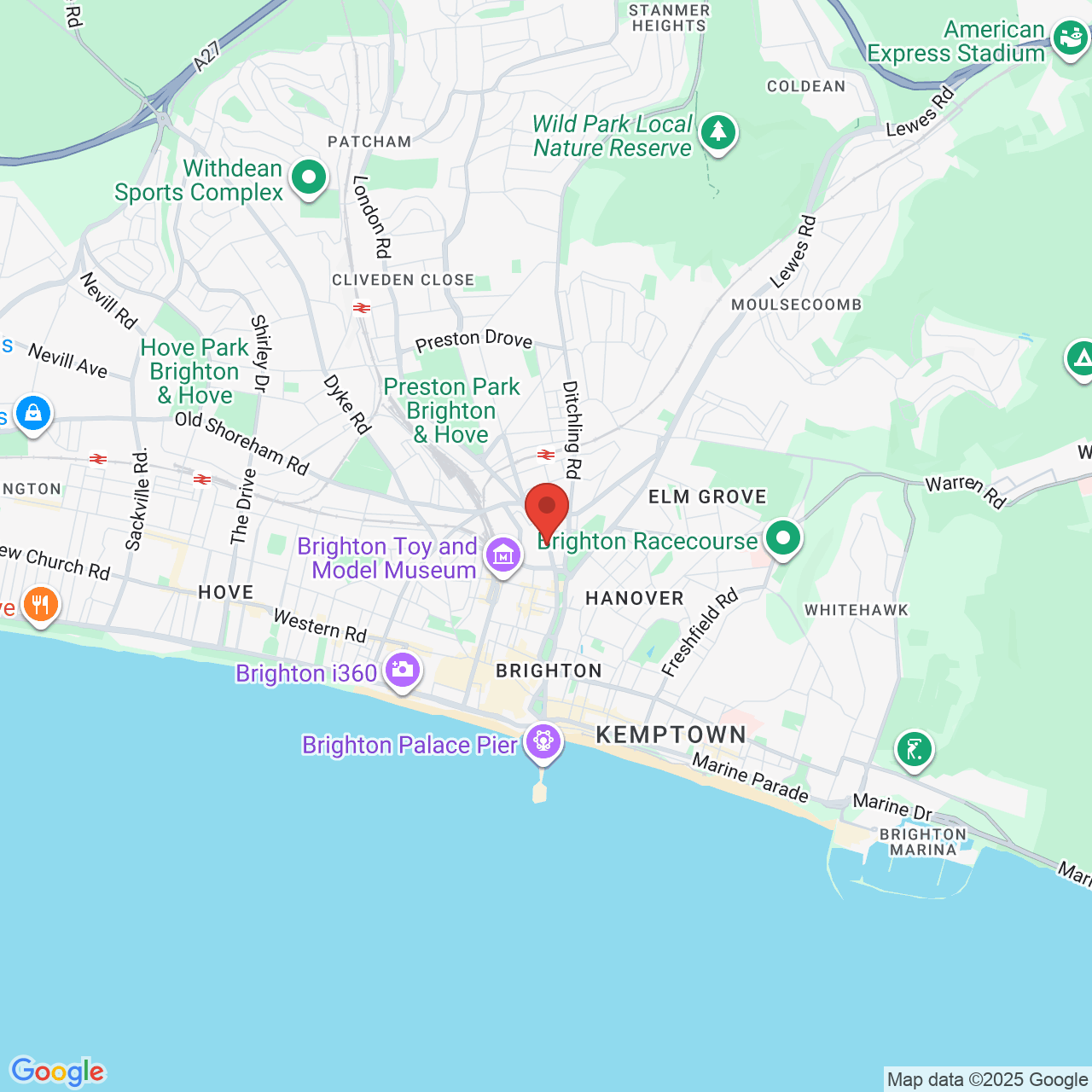Map showing location of 22-23, London Road, Brighton, United Kingdom, BN1 4JE