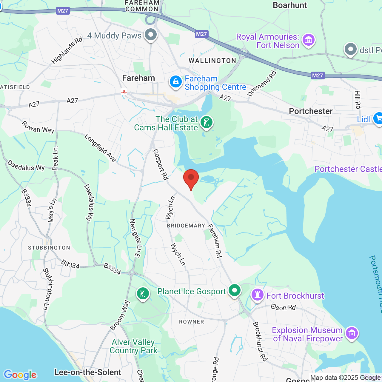 Map showing location of 154, Fareham Road, Nr. Fareham, United Kingdom, PO13 0AS