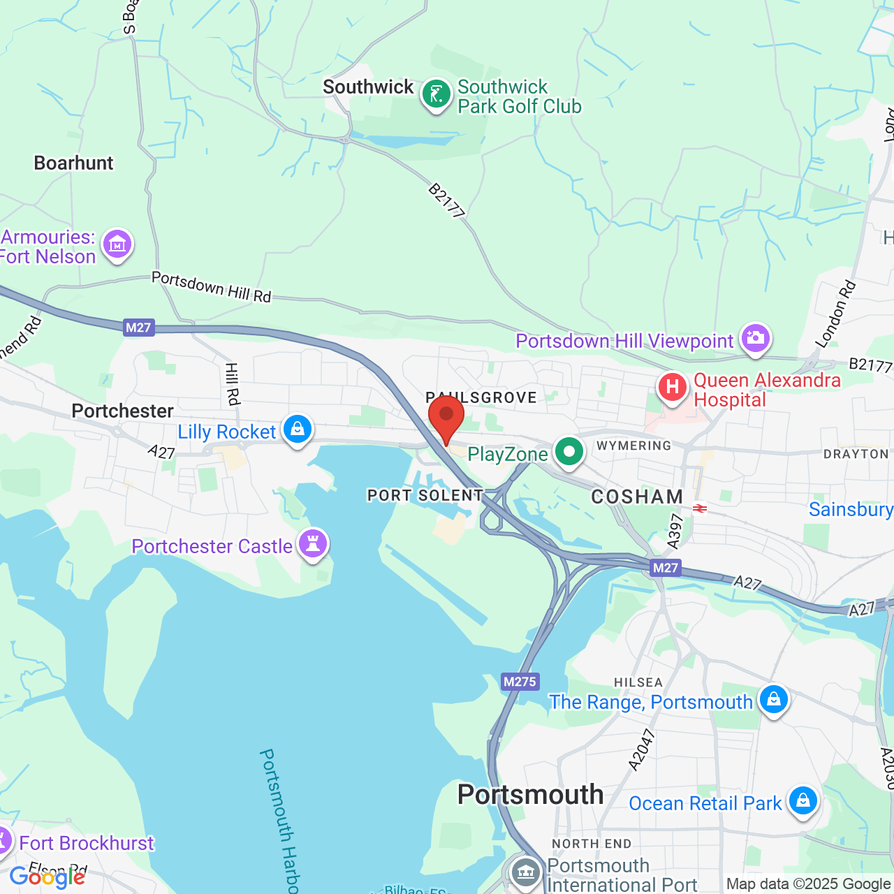 Map showing location of Clement Attlee Way, Cosham, United Kingdom, PO6 4SR