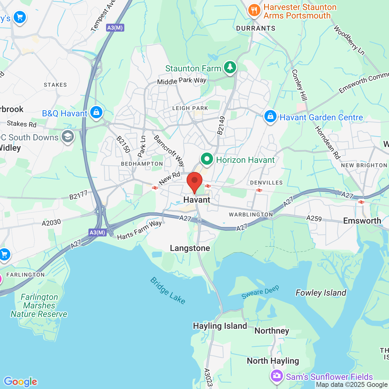 Map showing location of 2, Park Way, Havant, United Kingdom, PO9 1HH