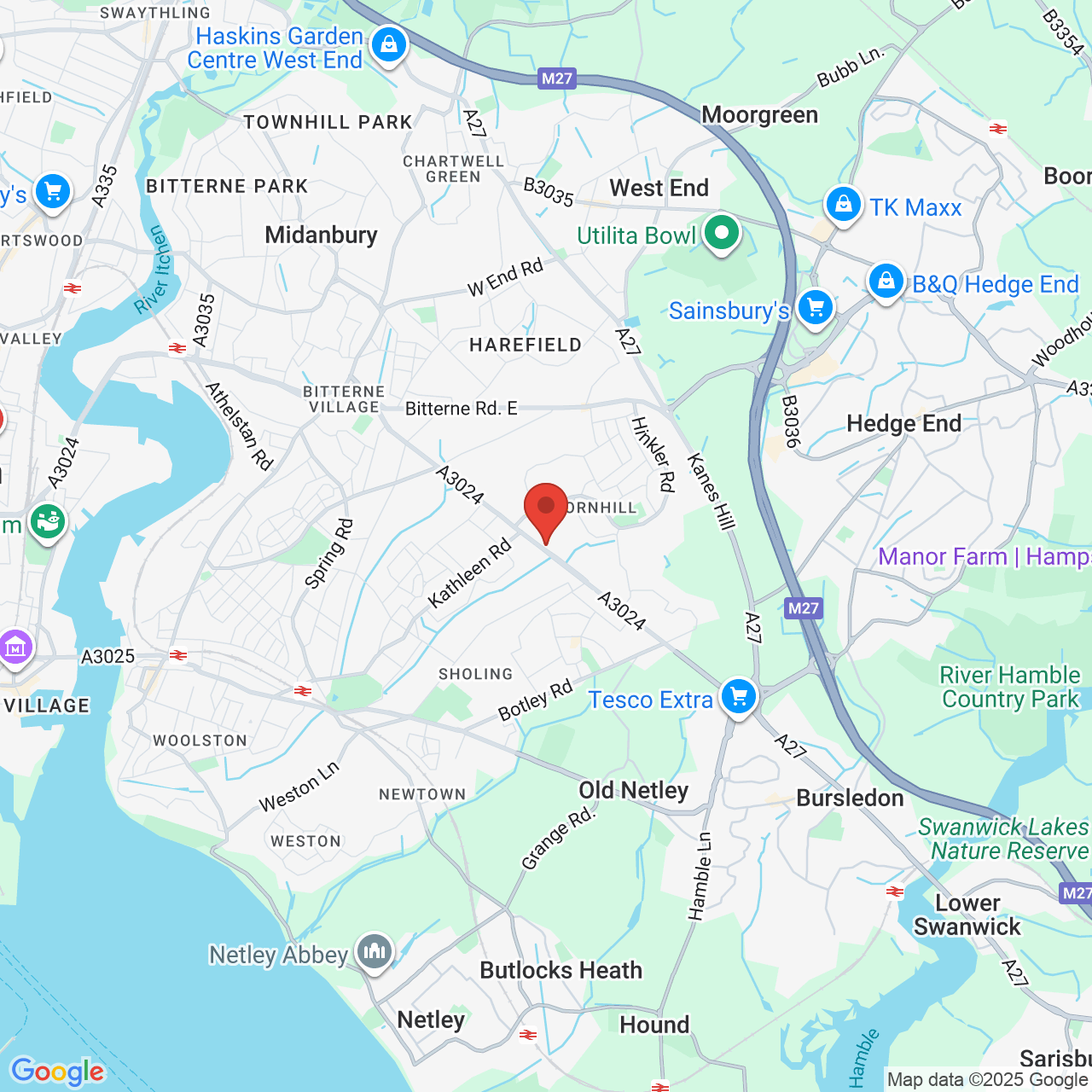 Map showing location of 15, Bursledon Road, Thornhill, United Kingdom, SO19 8NE