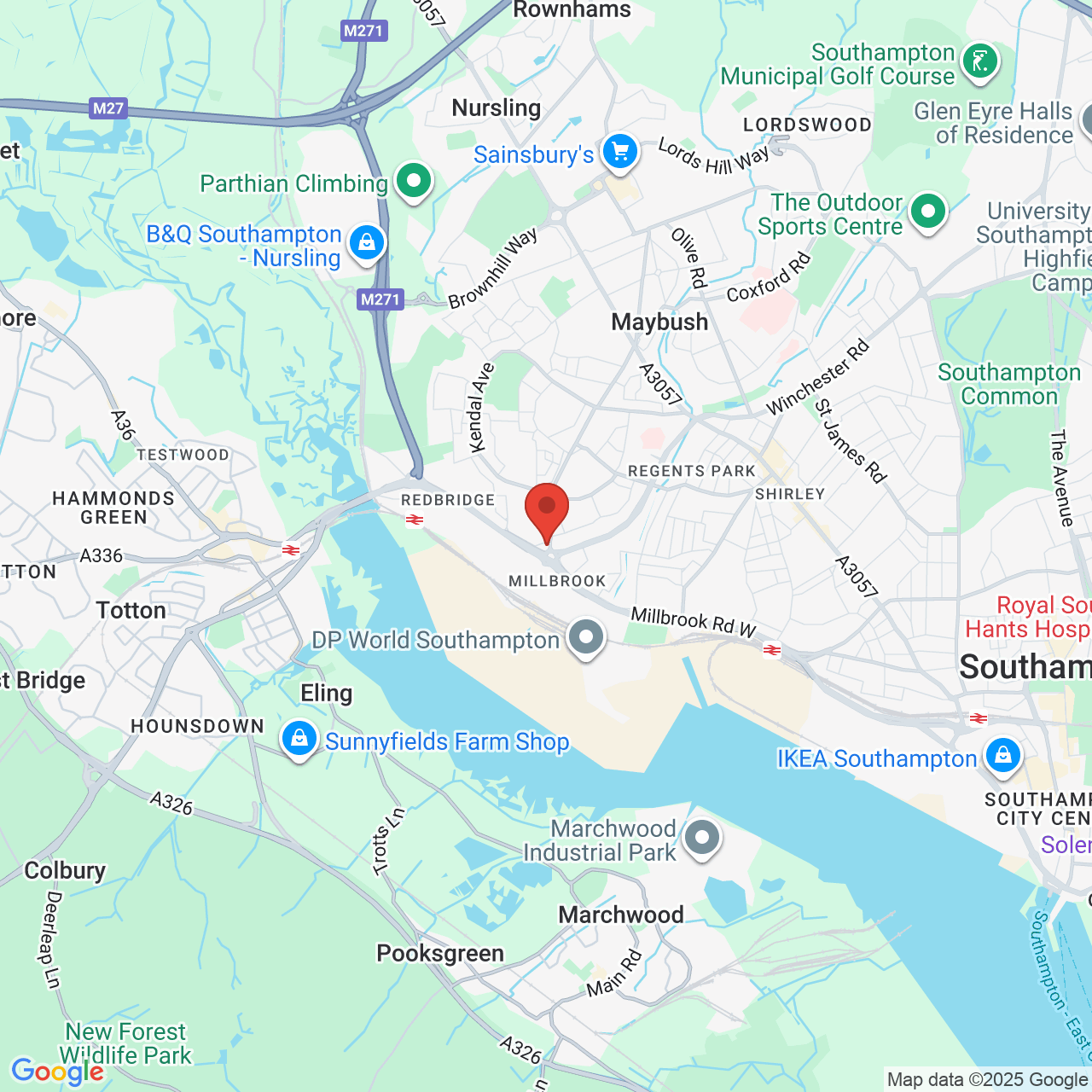 Map showing location of Millbrook Roundabout, Millbrook, United Kingdom, SO16 9SH