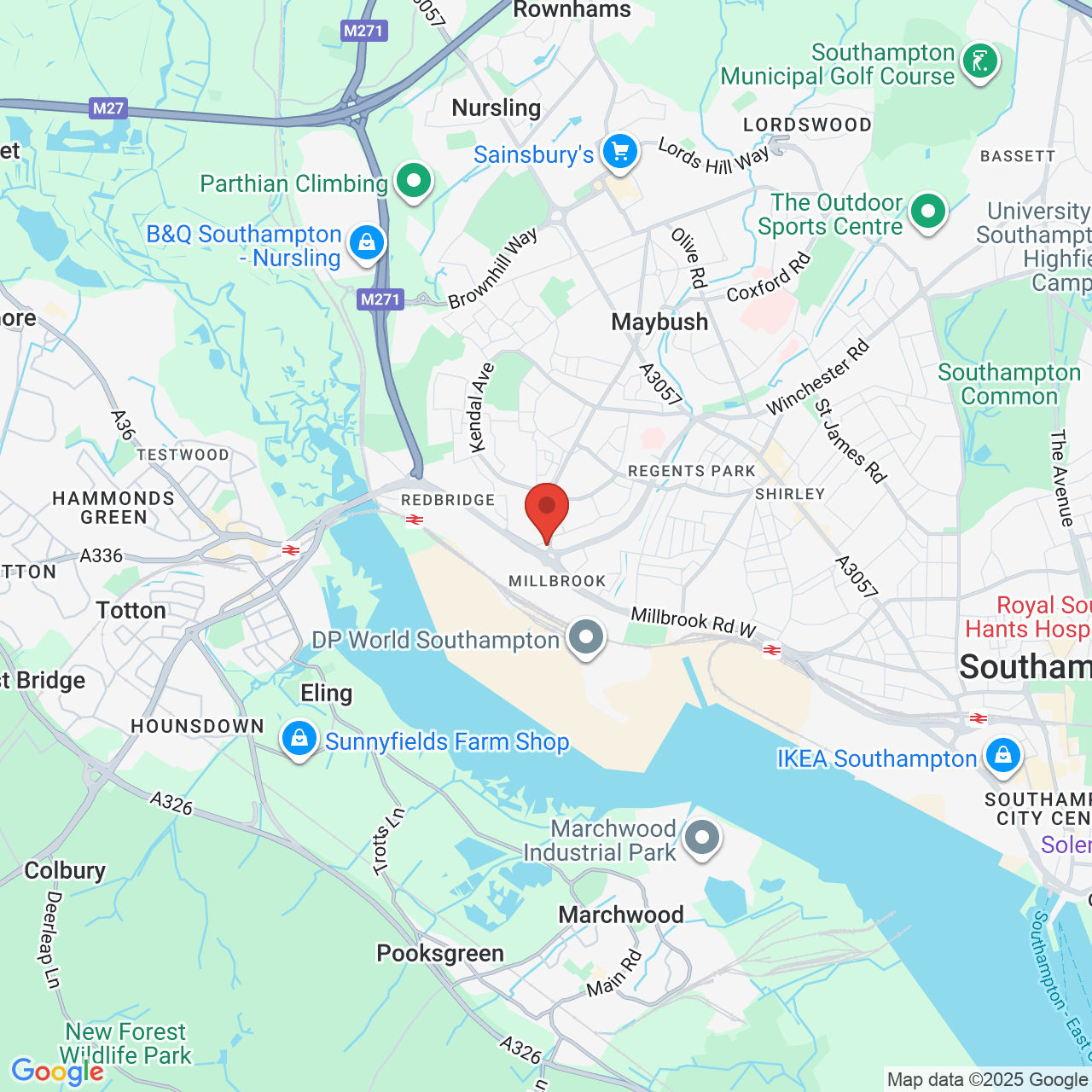 Map showing location of Southampton, United Kingdom, SO16 9SH