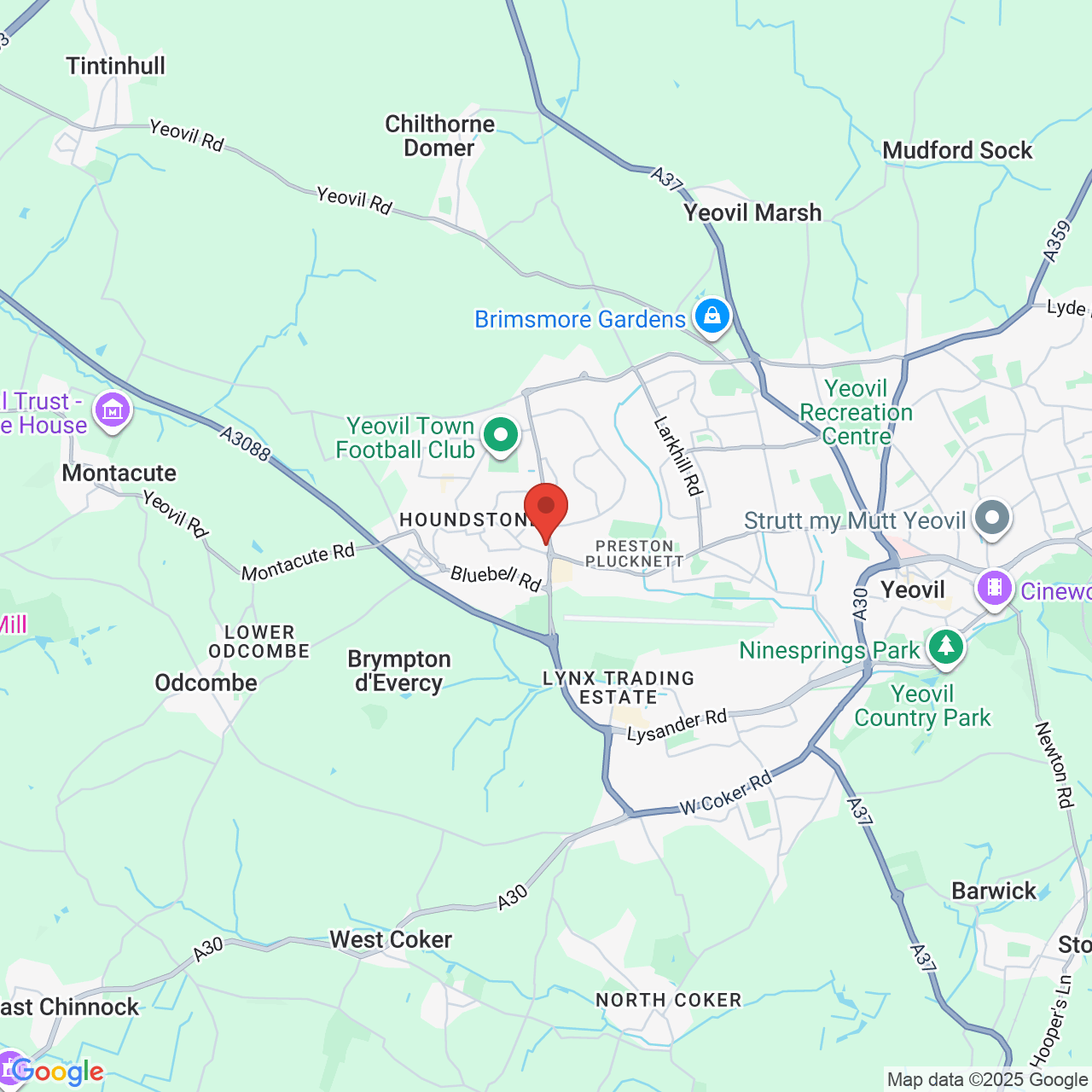 Map showing location of Lufton Way, Yeovil, United Kingdom, BA22 8YQ
