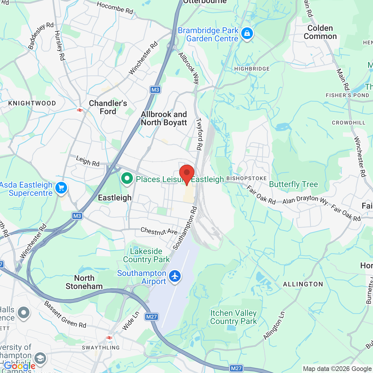 Map showing location of 41-43, Leigh Road, Eastleigh, United Kingdom, SO50 9DF