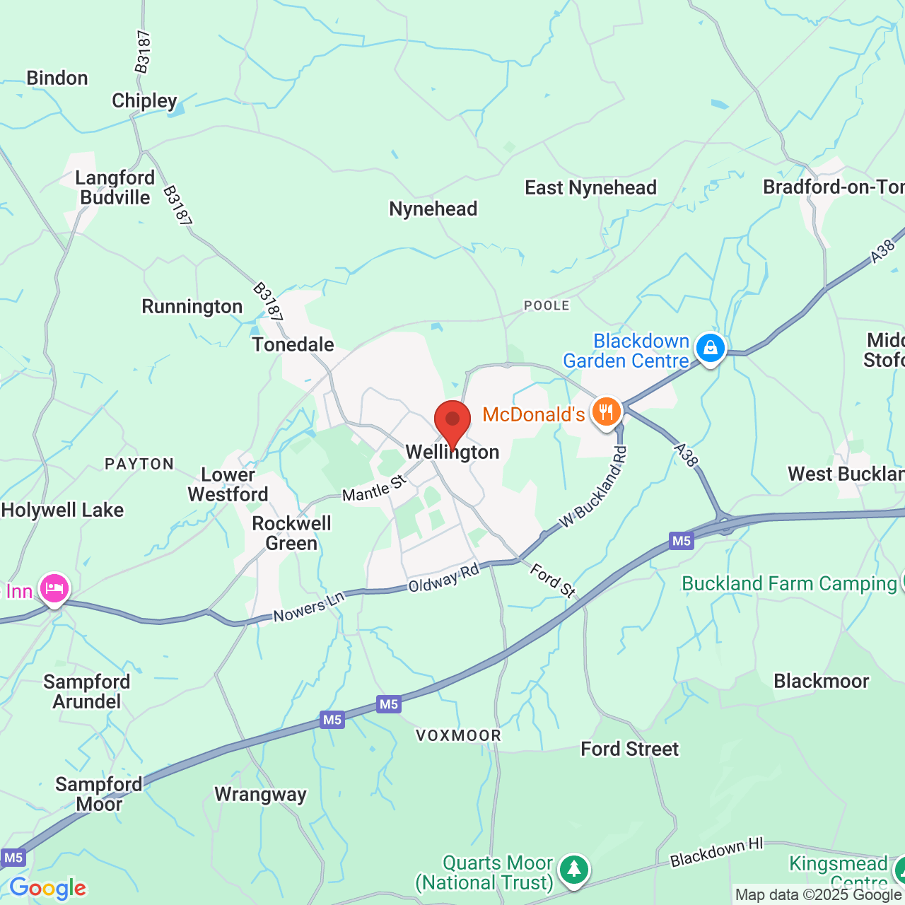 Map showing location of Wellington, Wellington, United Kingdom, TA21
