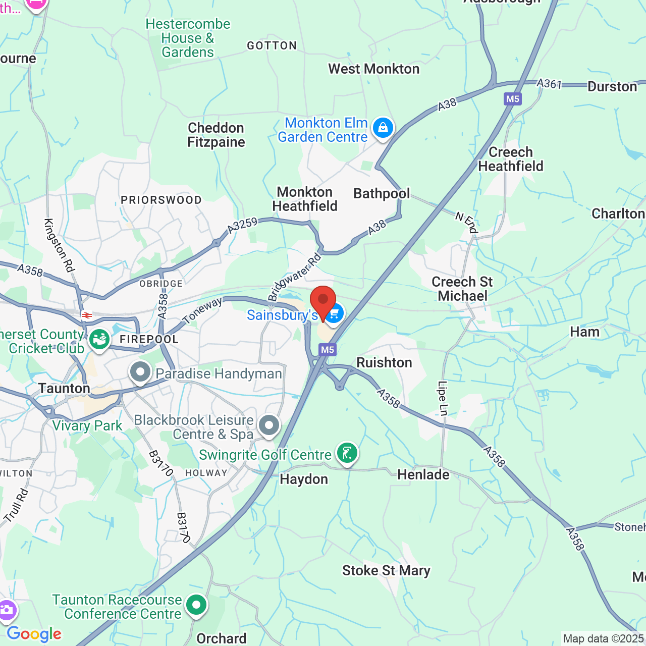 Map showing location of Unit 6 Taunton Riverside, Hankridge Way, Taunton, United Kingdom, TA1 2LR