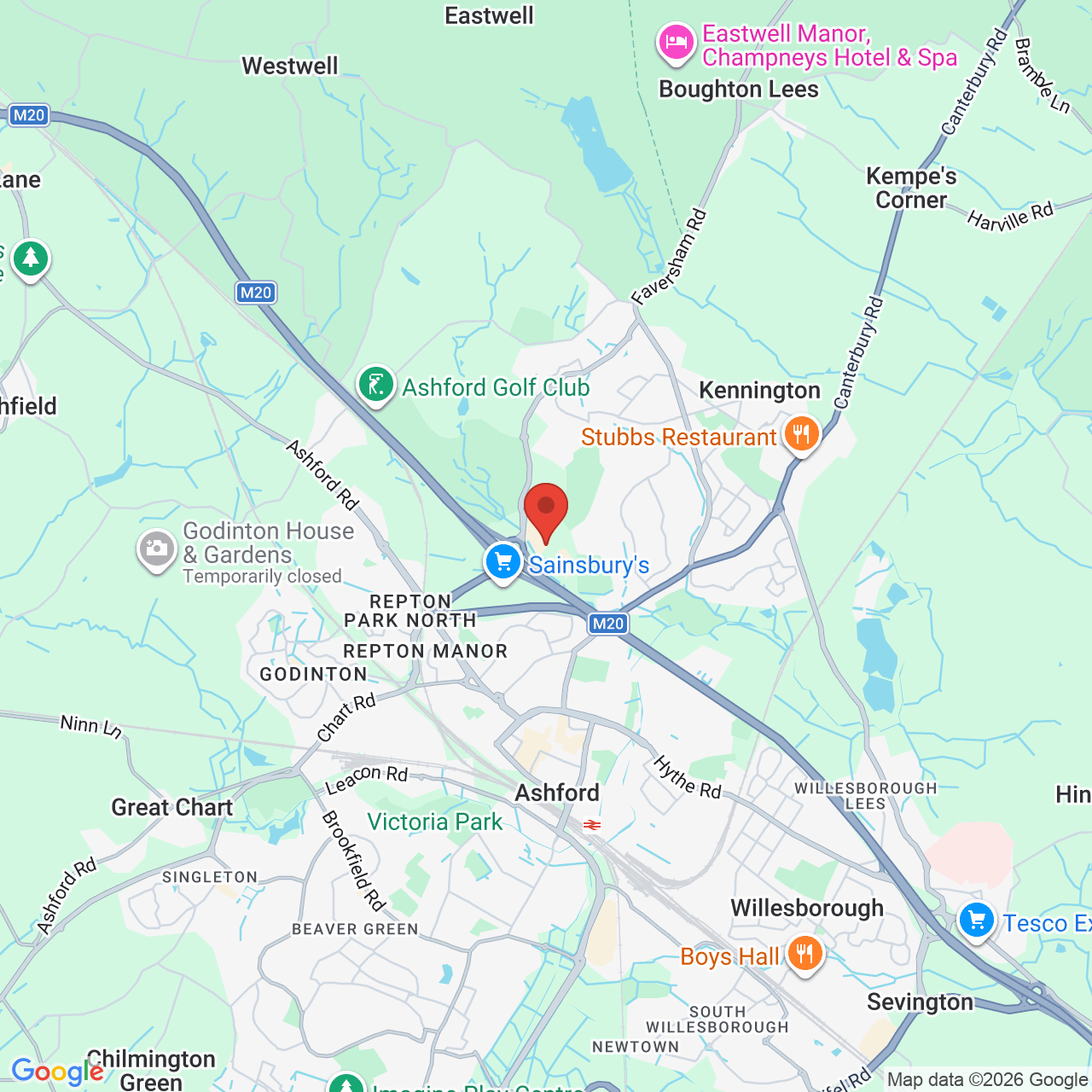Map showing location of Trinity Road, Ashford, United Kingdom, TN24 4AB