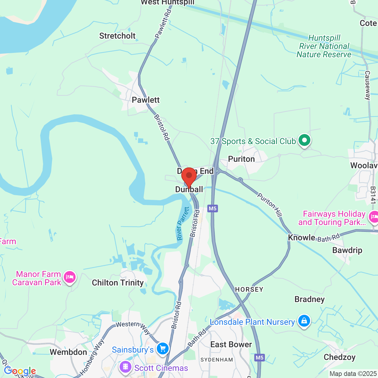 Map showing location of Dunball, United Kingdom, TA6