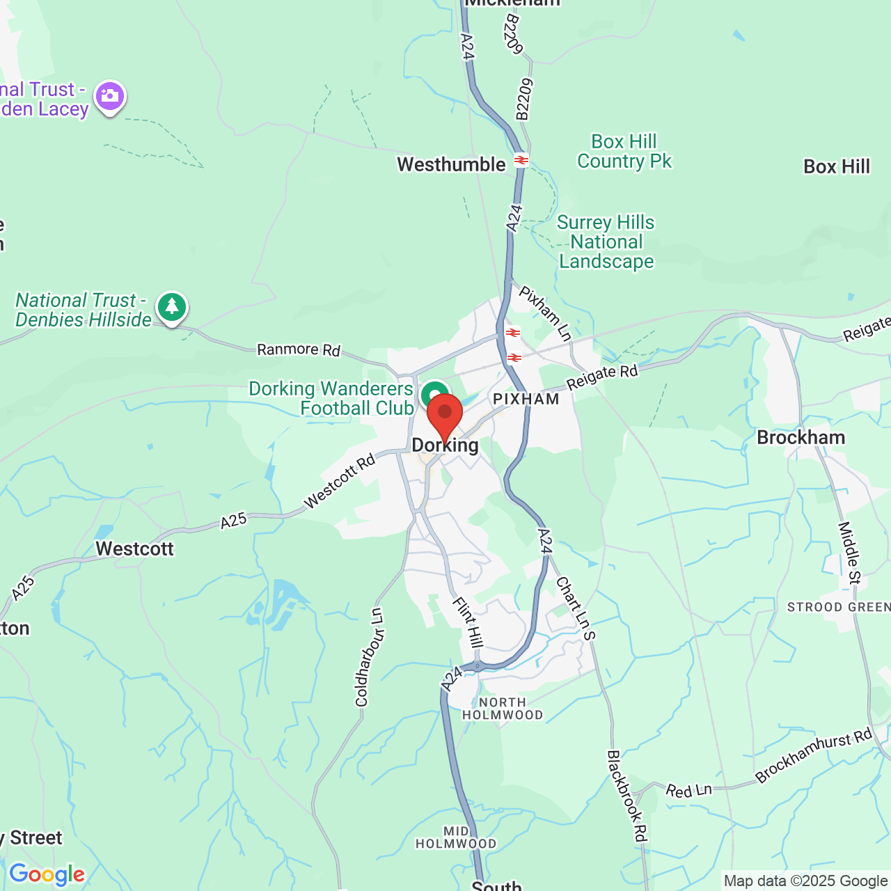 Map showing location of Dorking, United Kingdom, RH4