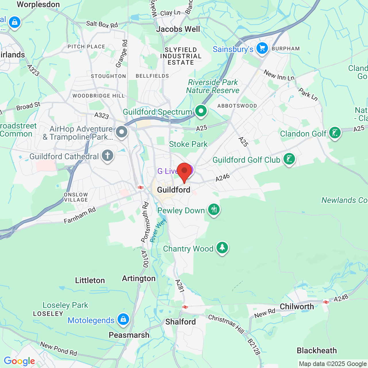 Map showing location of 264, High Street, Guildford, United Kingdom, GU1 3JL