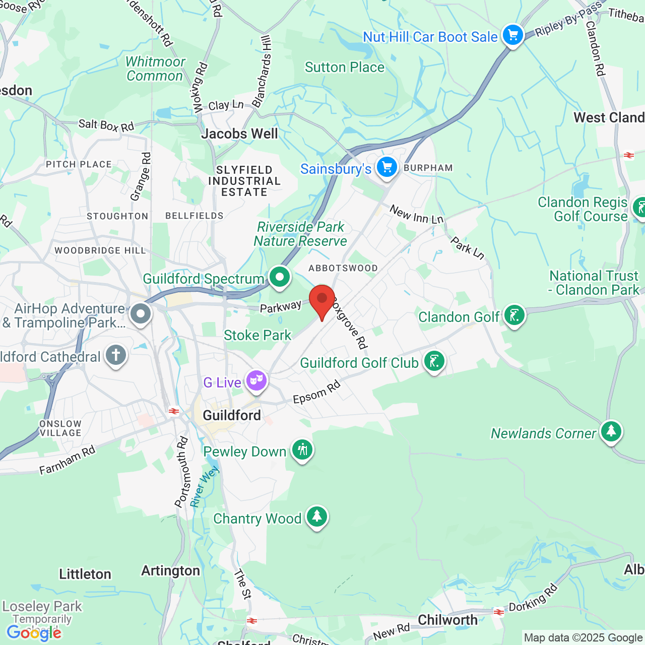 Map showing location of Guildford, United Kingdom, GU1