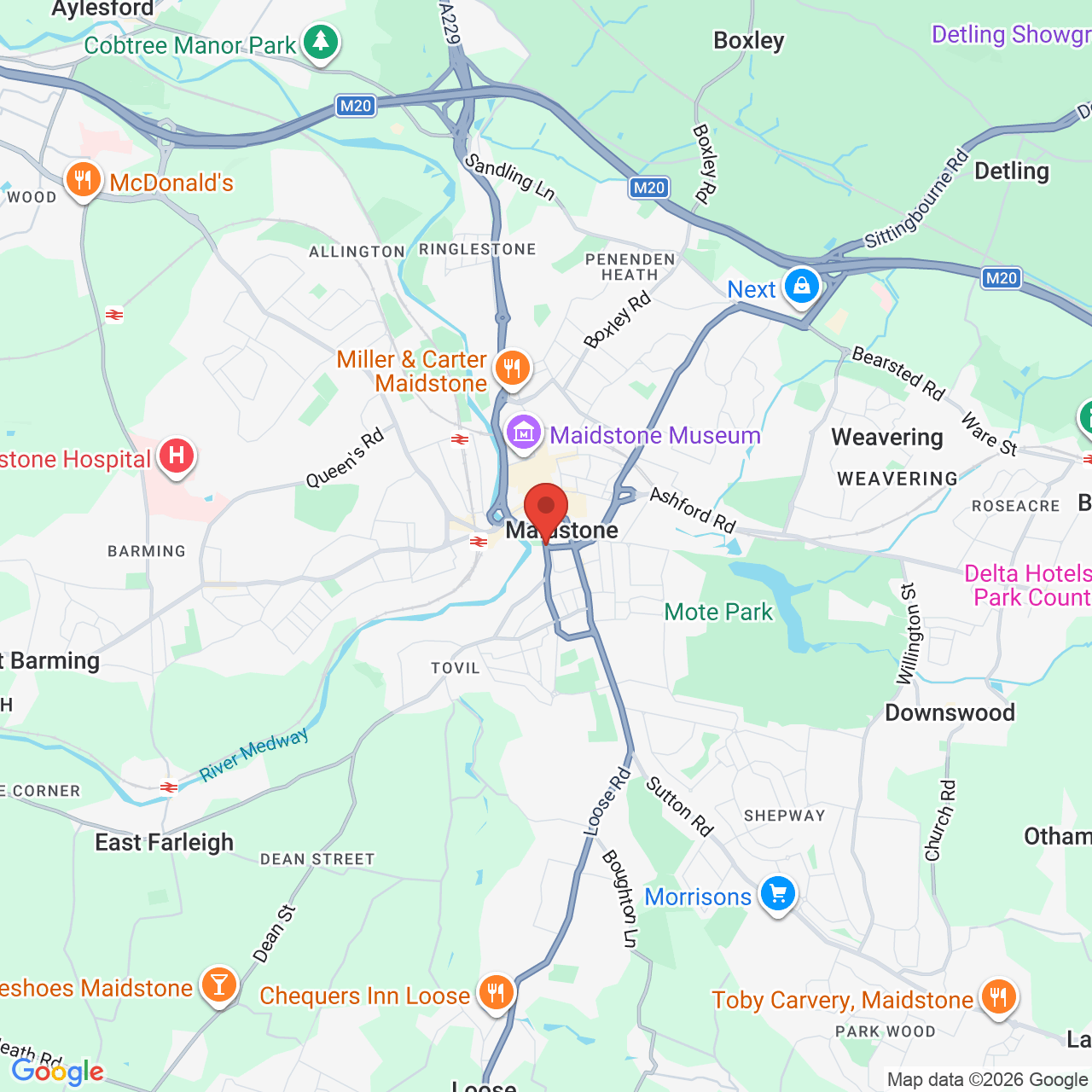 Map showing location of Maidstone, United Kingdom, ME15