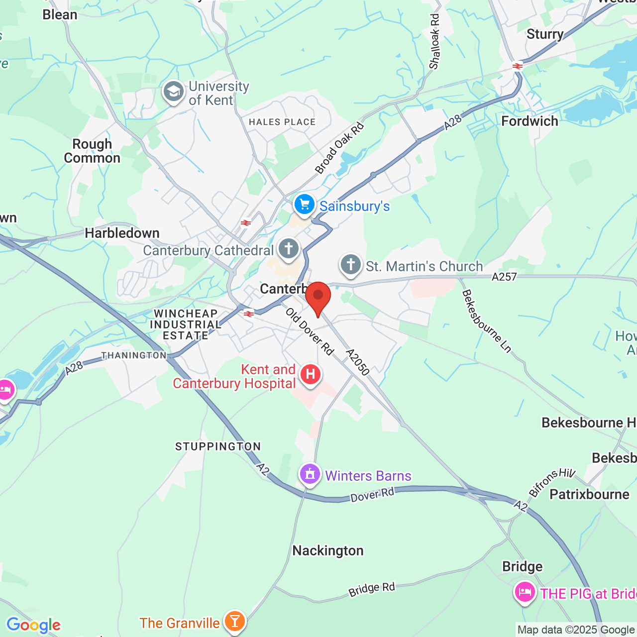 Map showing location of Canterbury, United Kingdom, CT1