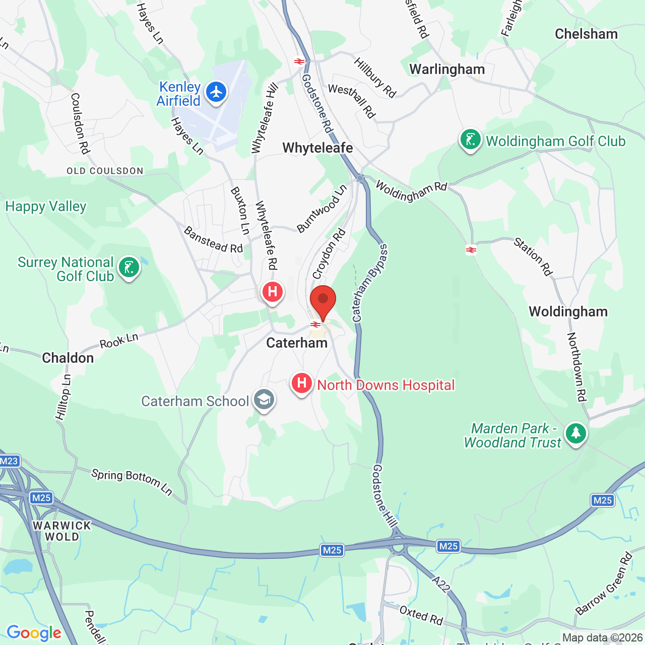 Map showing location of Caterham, United Kingdom, CR3 6QA