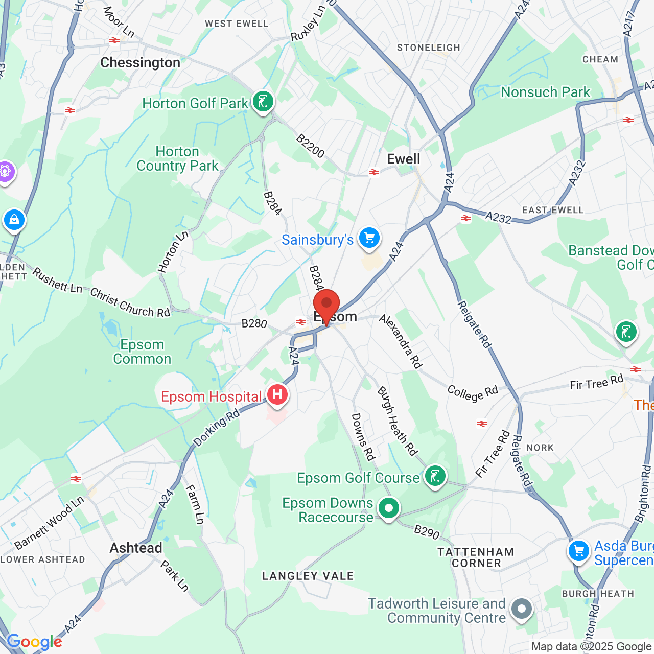 Map showing location of 17, High Street, Epsom, United Kingdom, KT19 8DD
