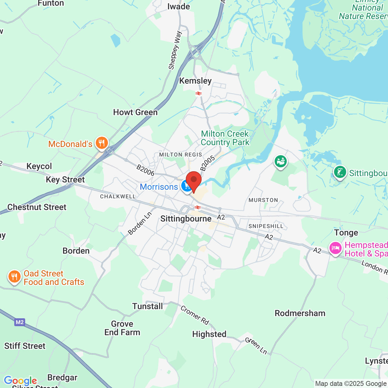 Map showing location of Mill Way, FFH, United Kingdom, ME10 2XD