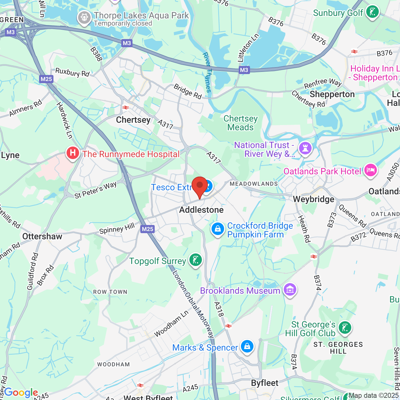 Map showing location of 79, Station Road, Addlestone, United Kingdom, KT15 2AR