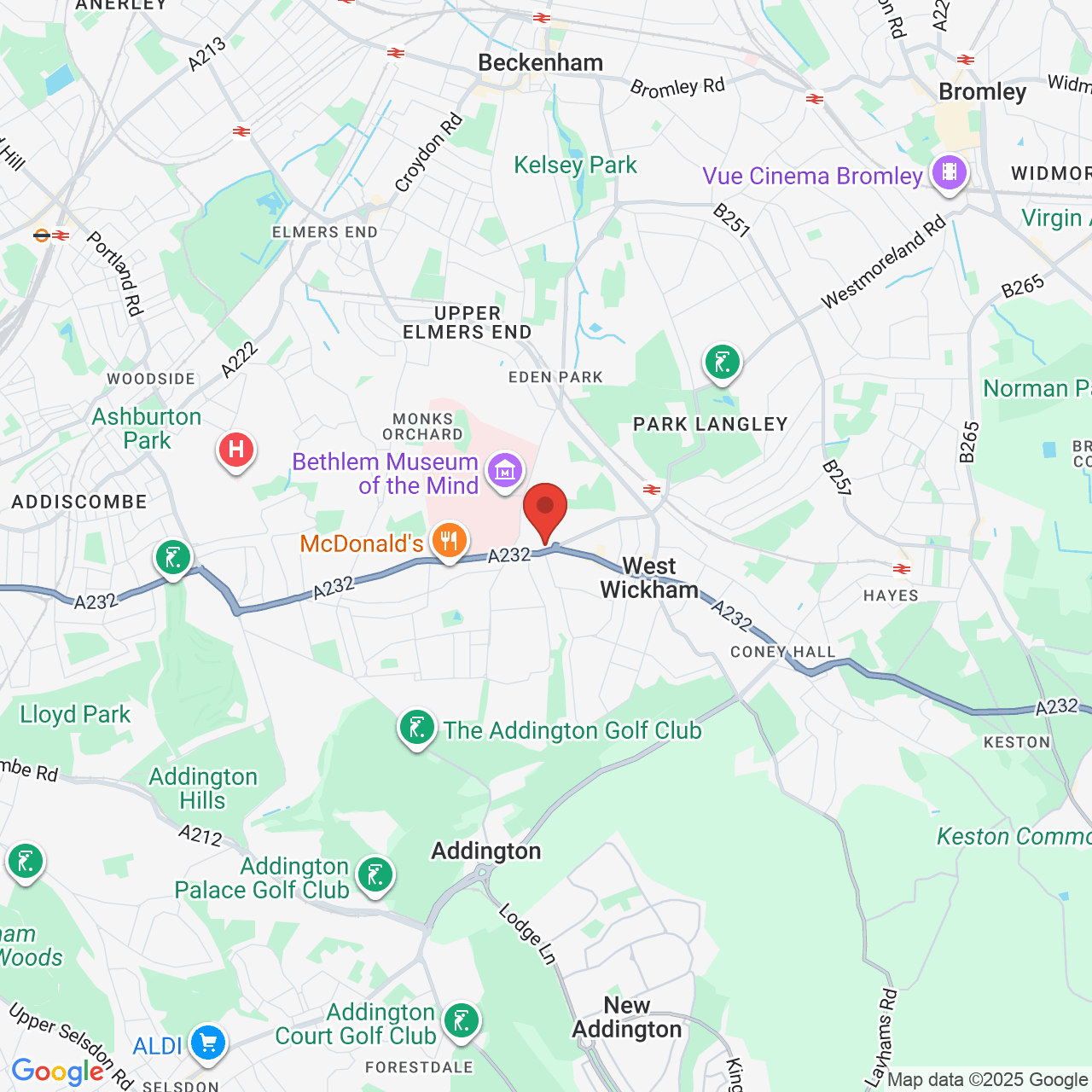 Map showing location of 206, High Street, West Wickham, United Kingdom, BR4 0LZ