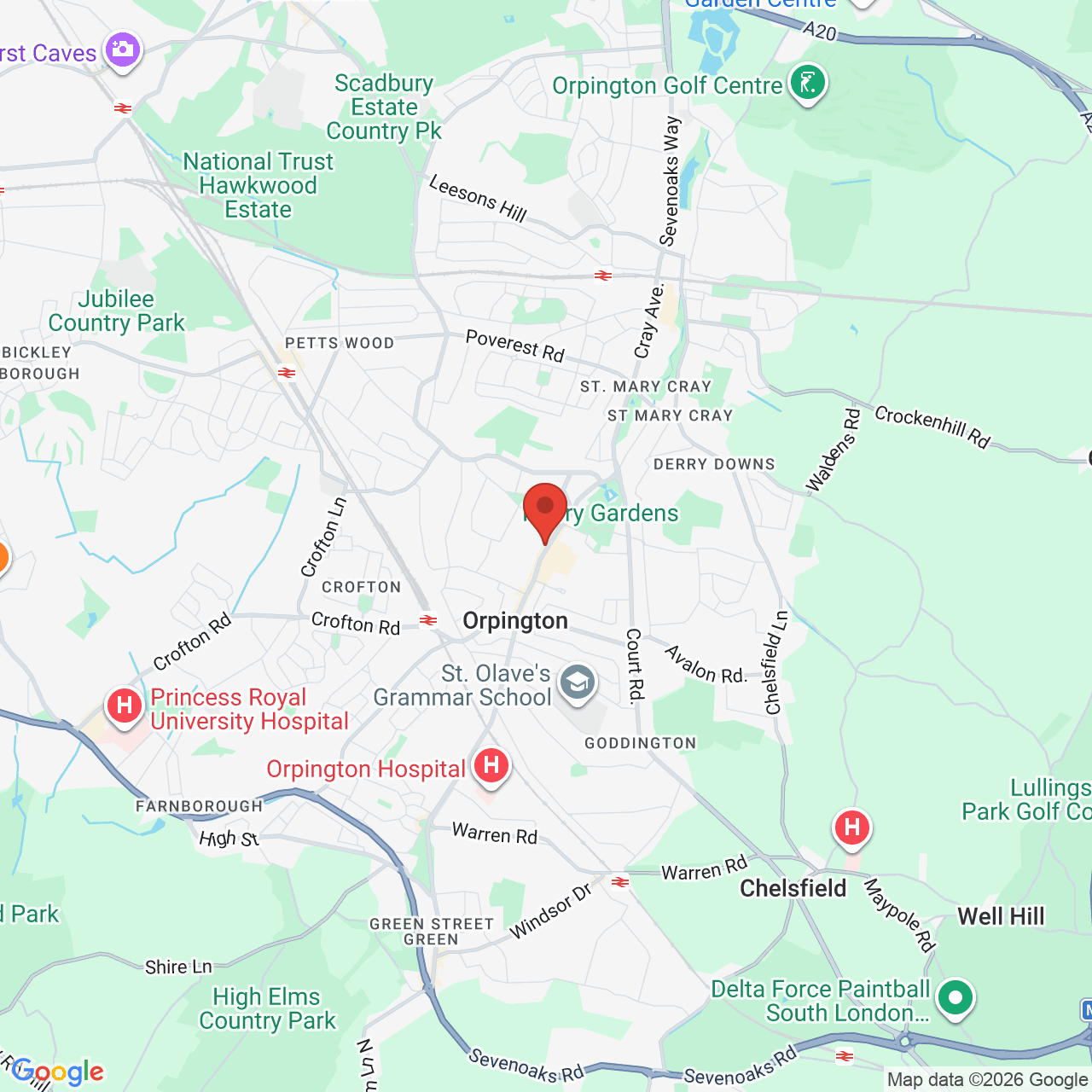 Map showing location of 172, High Street, Orpington, United Kingdom, BR6 0JW