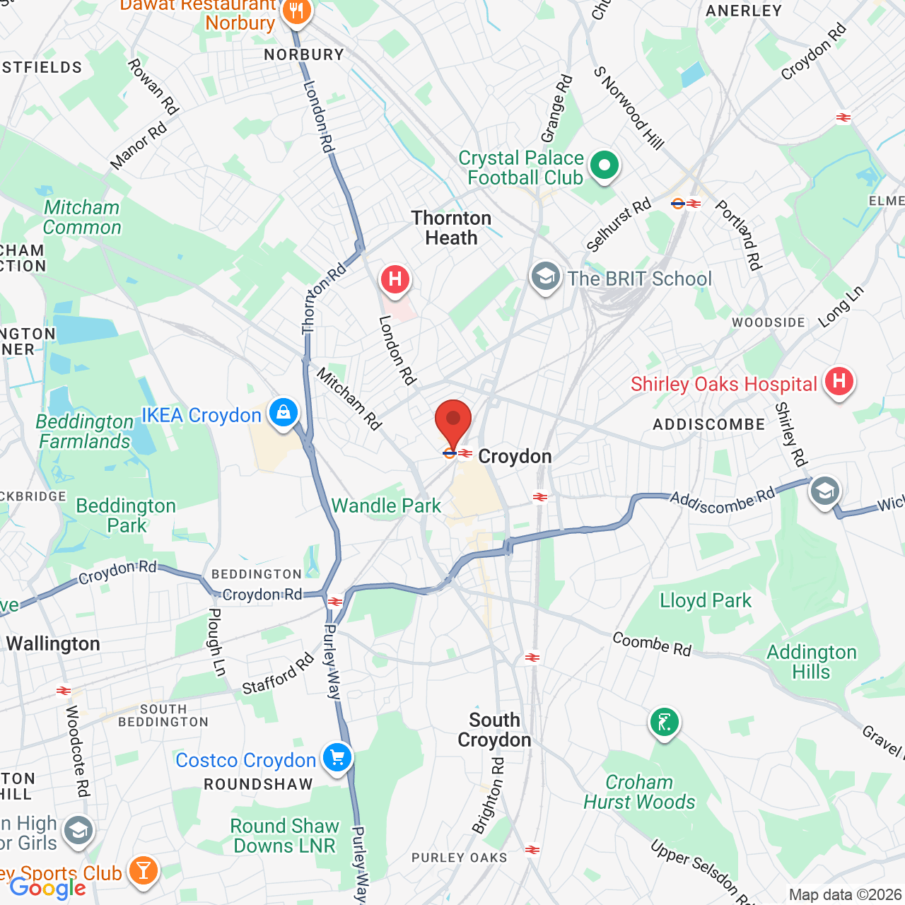 Map showing location of 7, London Road, Croydon, United Kingdom, CR0 2RE