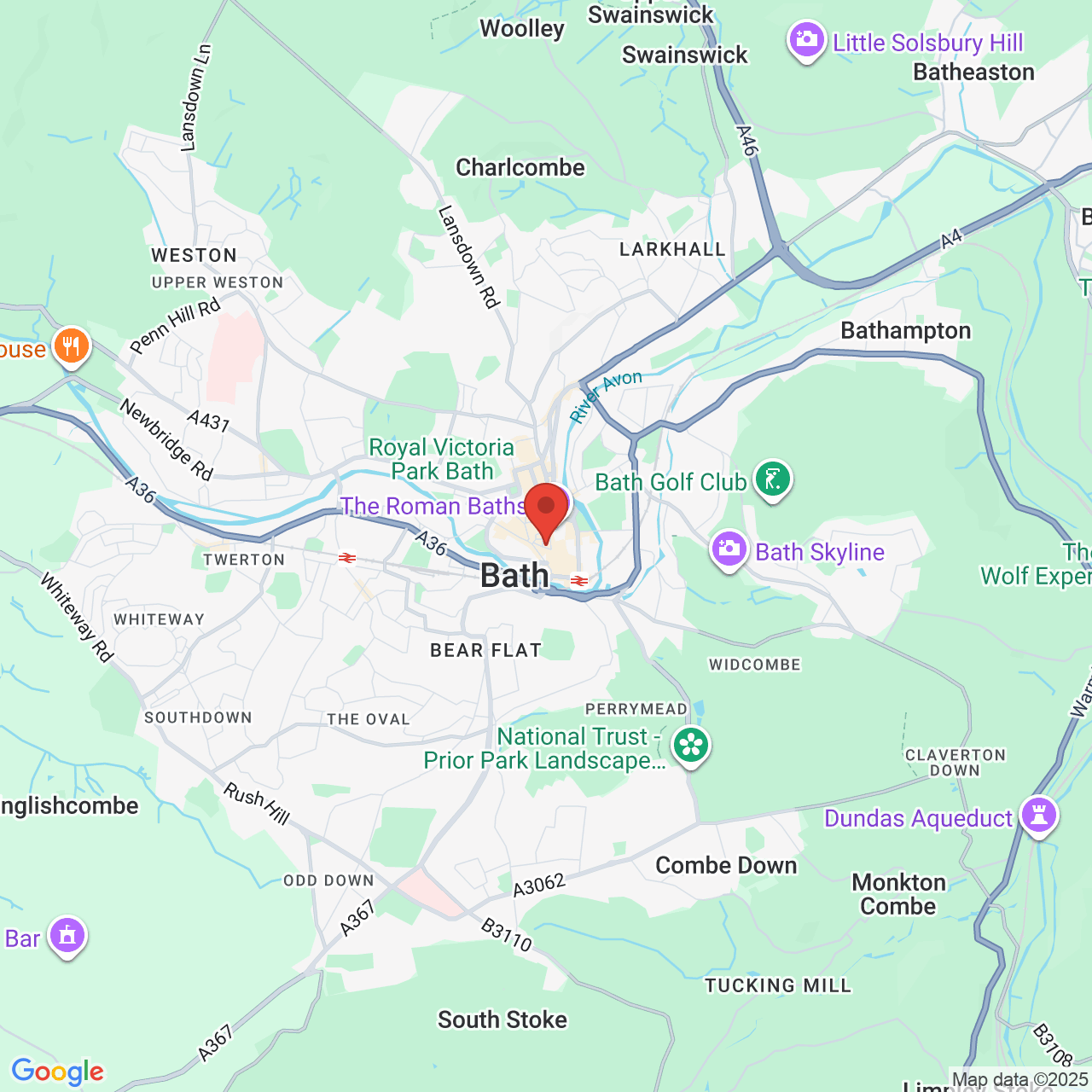 Map showing location of Lower Borough Walls, Bath, United Kingdom, BA1 1QU