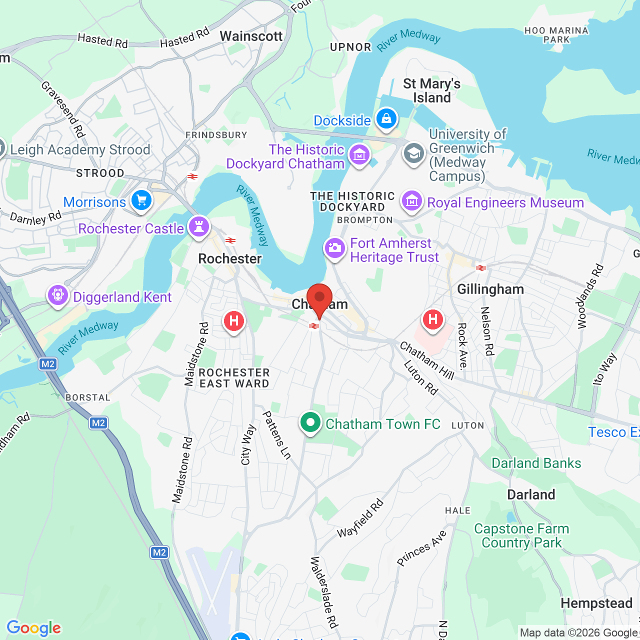 Map showing location of Chatham, United Kingdom, ME5