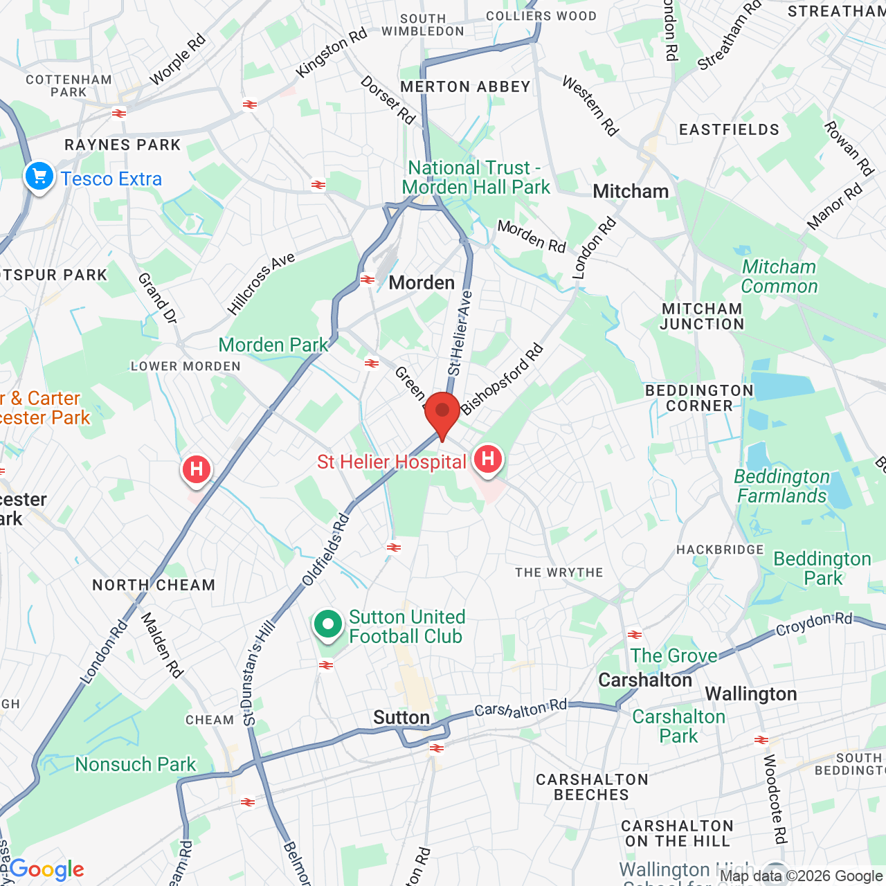 Map showing location of 56, The Market, Rose Hill, United Kingdom, SM1 3HE