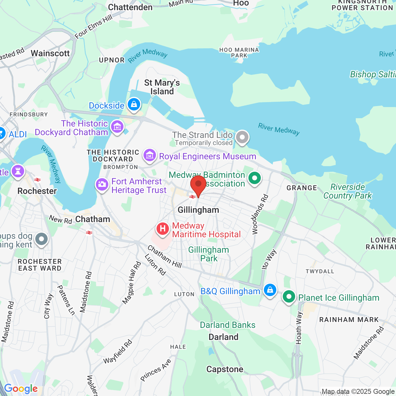 Map showing location of Gillingham, United Kingdom, ME7