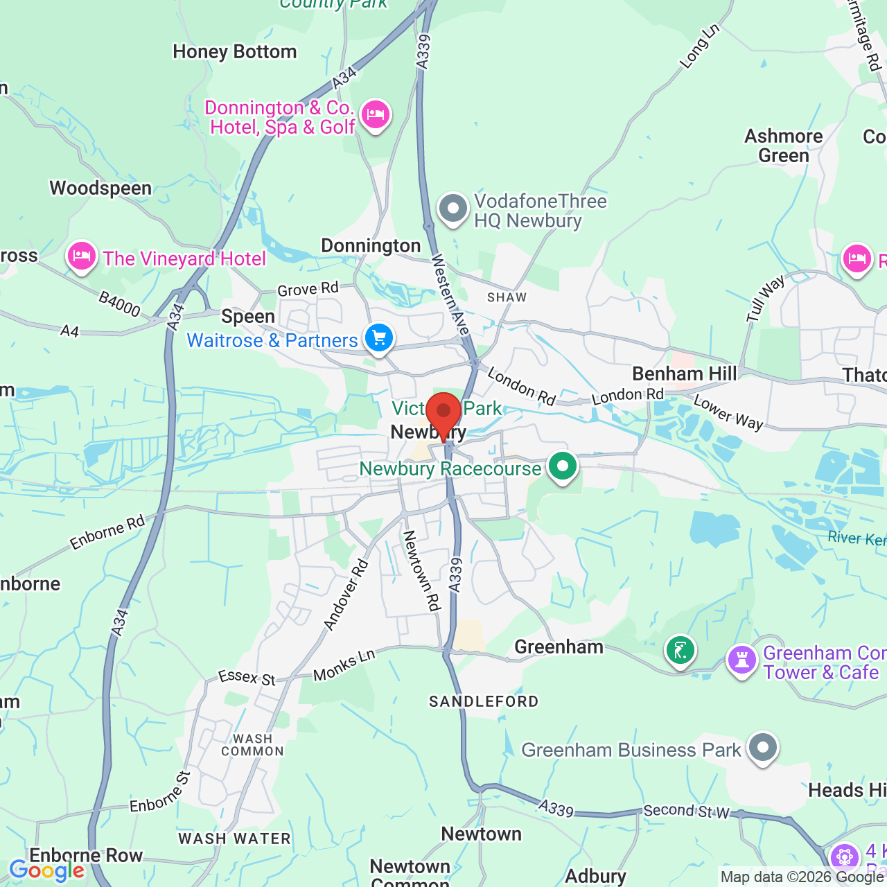 Map showing location of Wharf Road, Newbury, United Kingdom, RG14 5QP