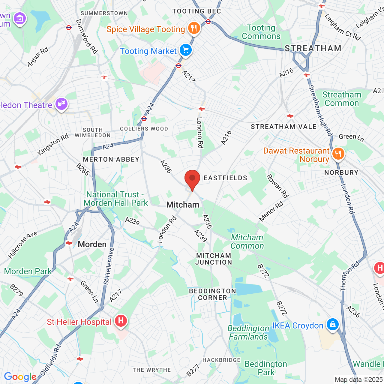 Map showing location of 231, London Road, Mitcham, United Kingdom, CR4 3NH