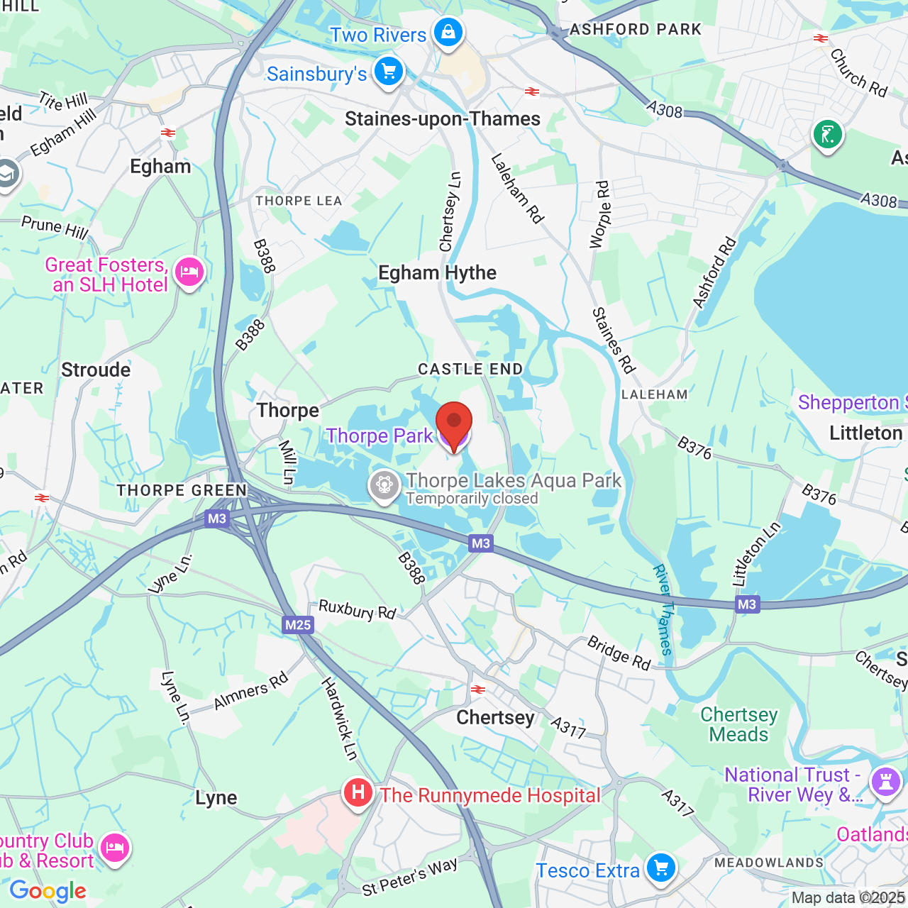 Map showing location of Staines Road, Chertsey, United Kingdom, KT16 8PN