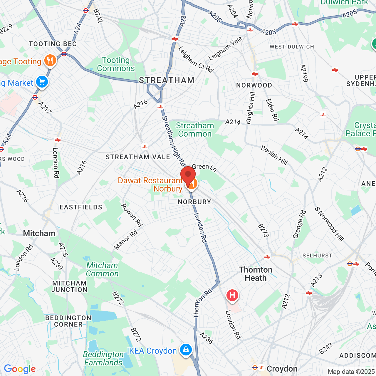 Map showing location of London Road, London, United Kingdom, SW16 4AE