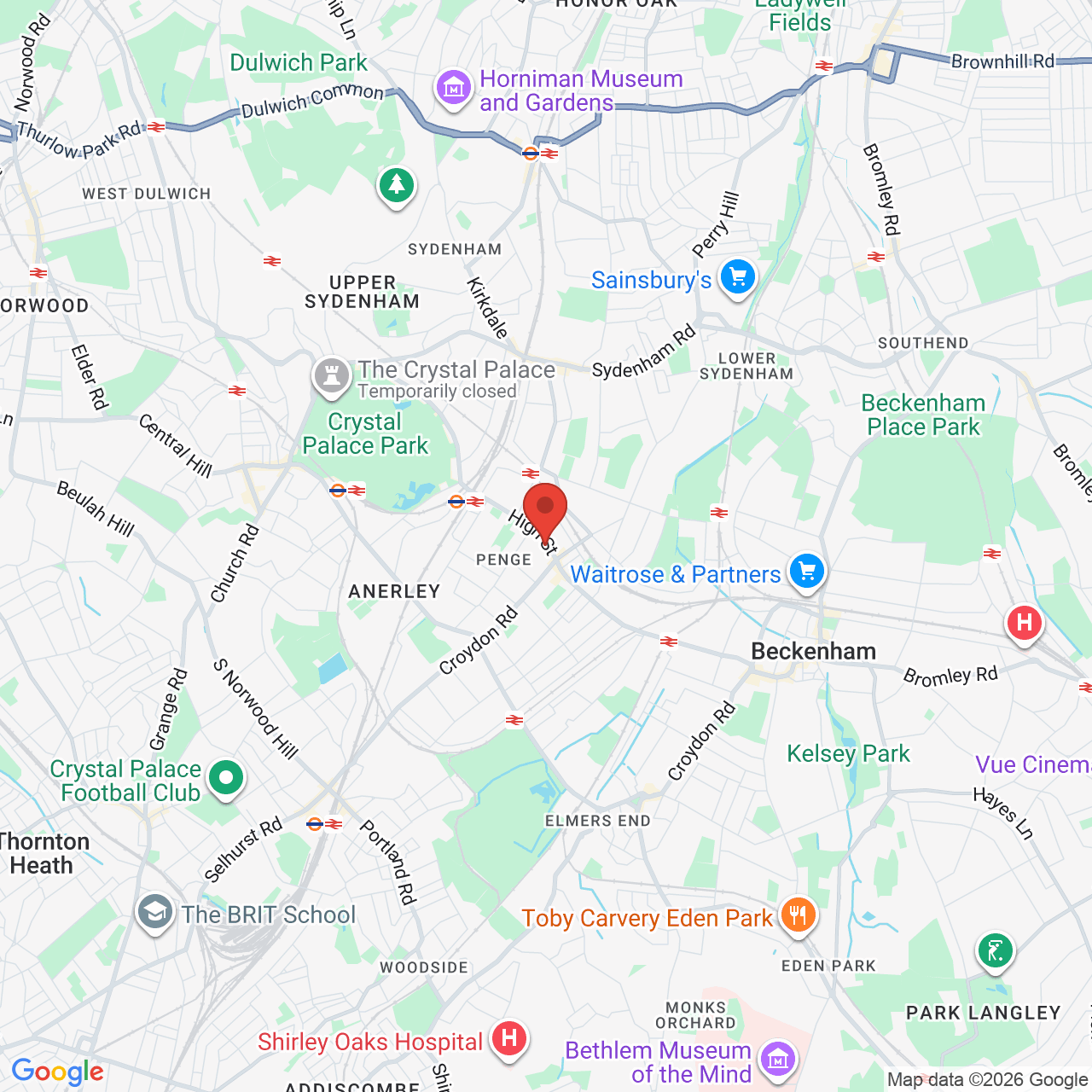 Map showing location of 4-5, High Street, Penge, United Kingdom, SE20 7EX